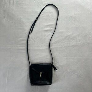 Vera Pelle Black Leather Crossbody Purse Made in Italy